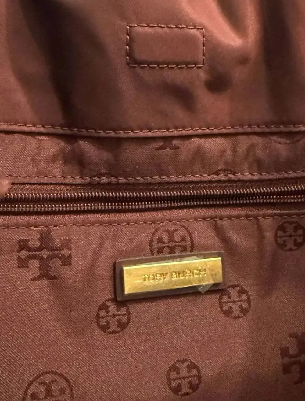 Tory Burch Large Ella Tote Bag in Maroon Nylon and Leather Trim